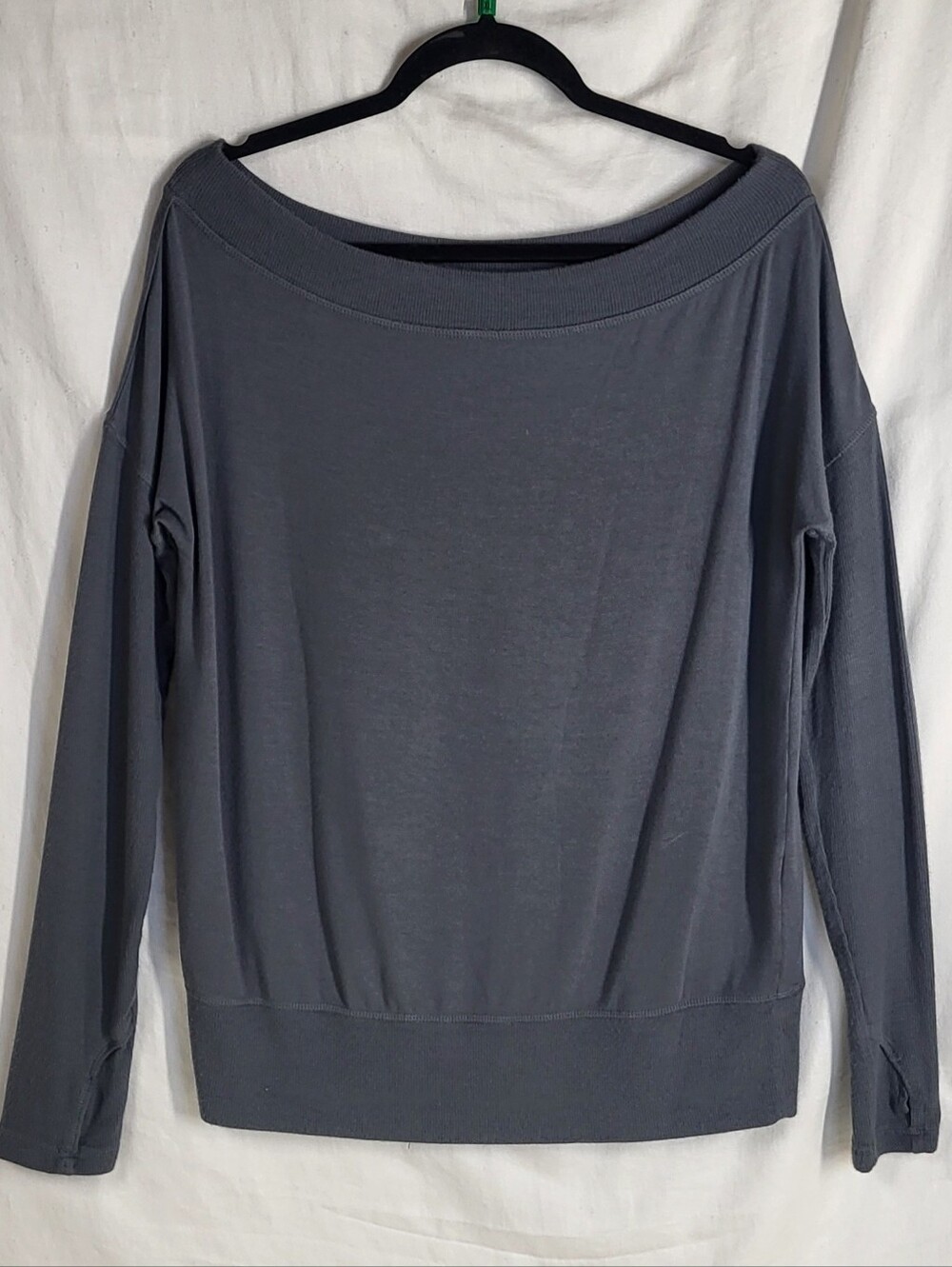 Athleta Metropolis Beyond Soft Barre Off-Shoulder Grey Sweater Size Medium Petit